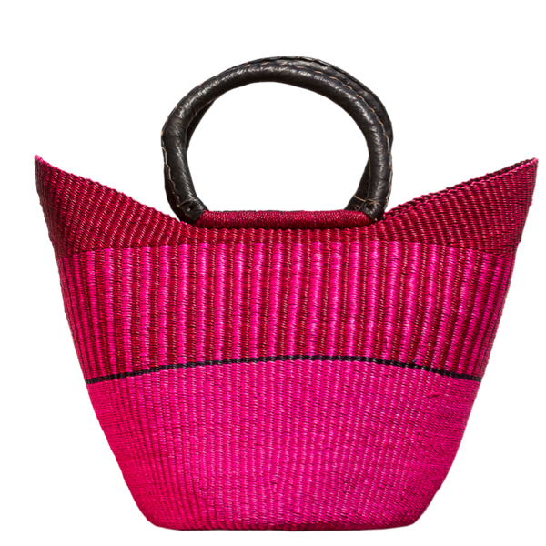 U-shape indkøbsnet håndflettet fra Ghana - Pink