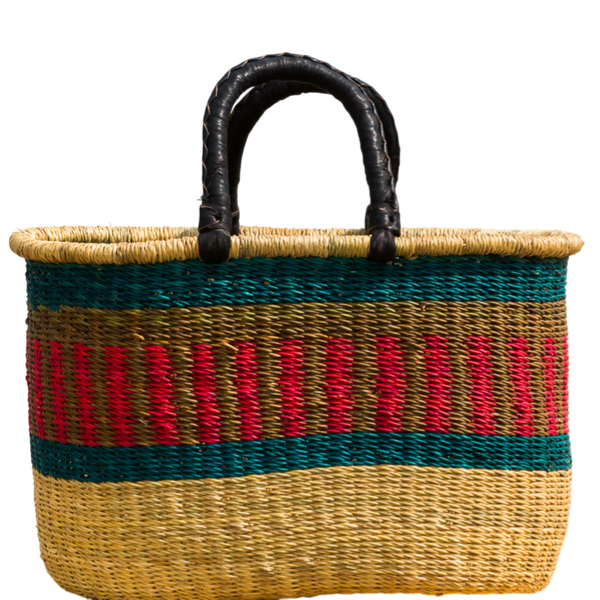 Håndflettet oval shopper fra Ghana