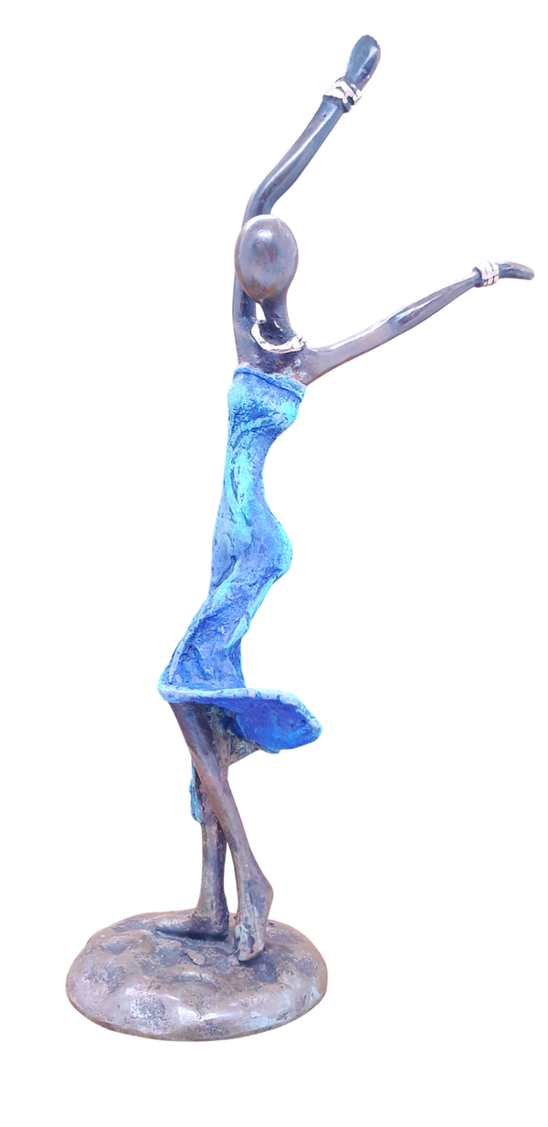 Afrikansk messingfigur: Dansende kvinde - medium