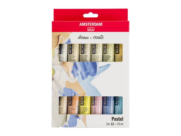 Amsterdam Standard Akryl 20ml Sett 12stk – Pastellfarger