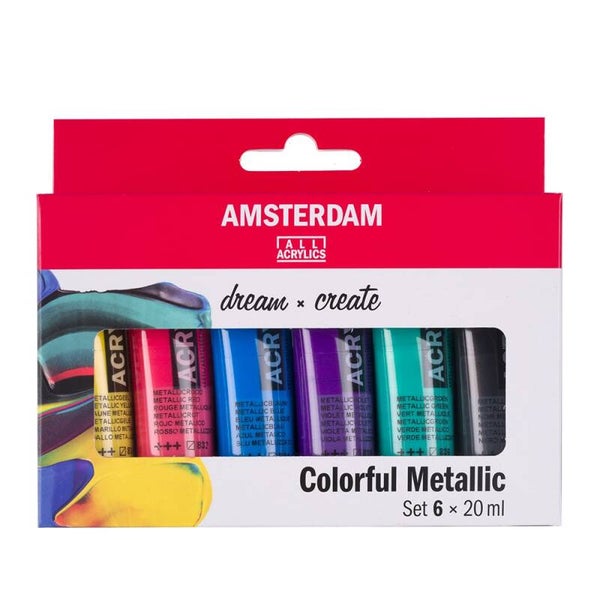 Amsterdam Standard Akryl 20ml Sett 6stk – Metallicfarger