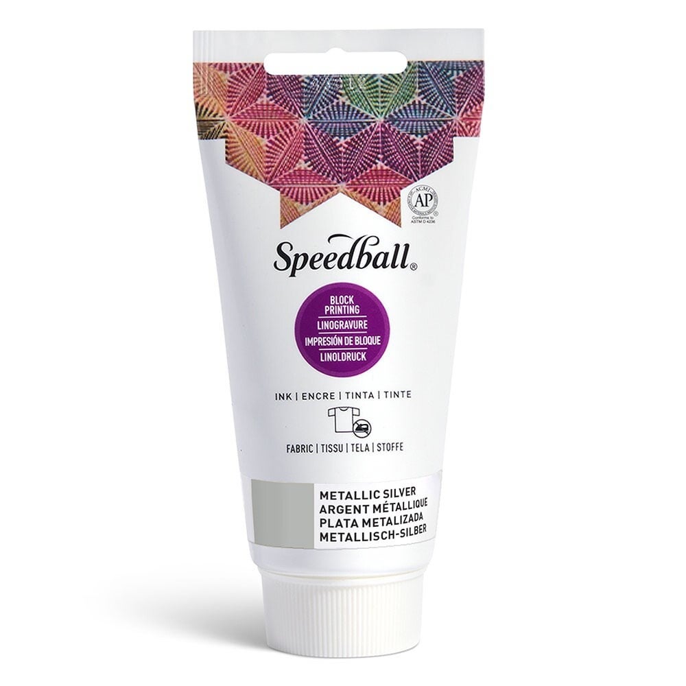 Speedball Fabric Block Ink 75ml – 3584 Metallic sølv