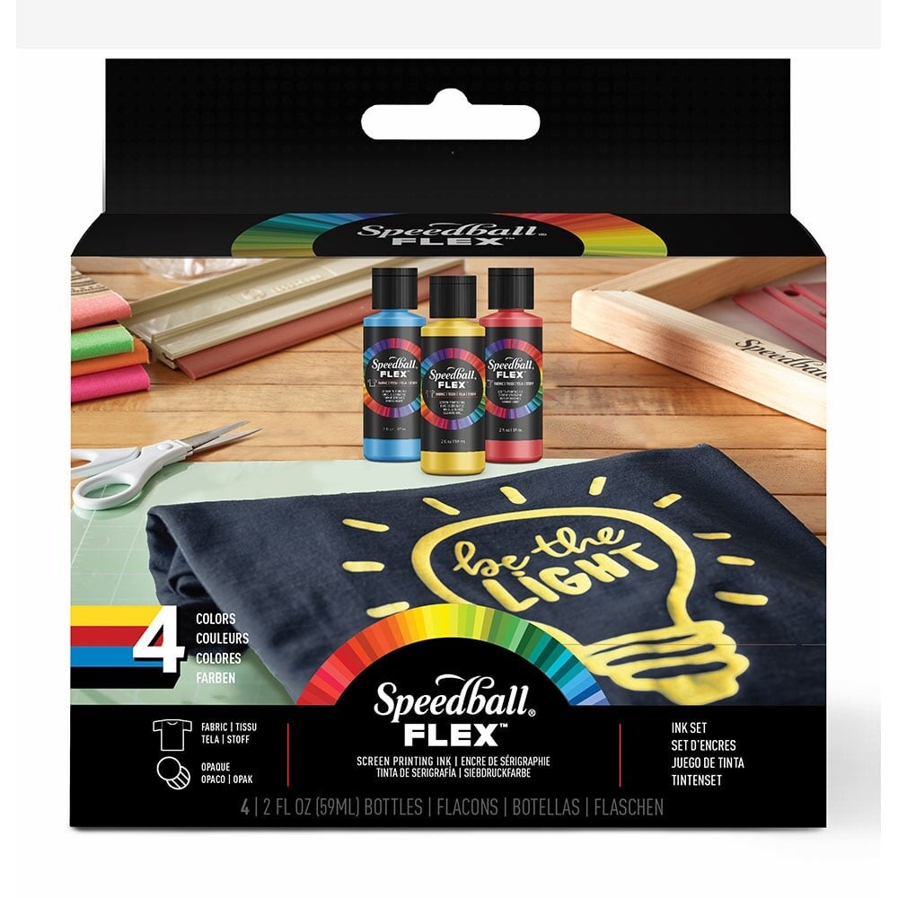 Speedball FLEX Fabric Screen ink – Sett 4stk 59ml