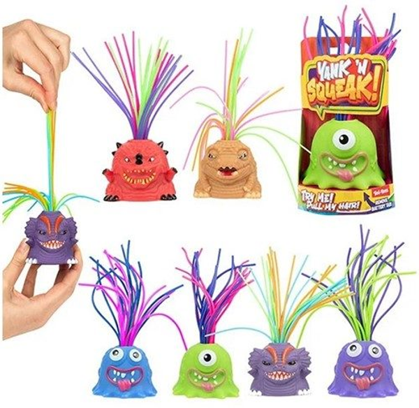 FUN MONSTER MIT AUSZIEHBAREN HAAREN MIT SOUND 6-FACH SORTIERT 20X12X8CM