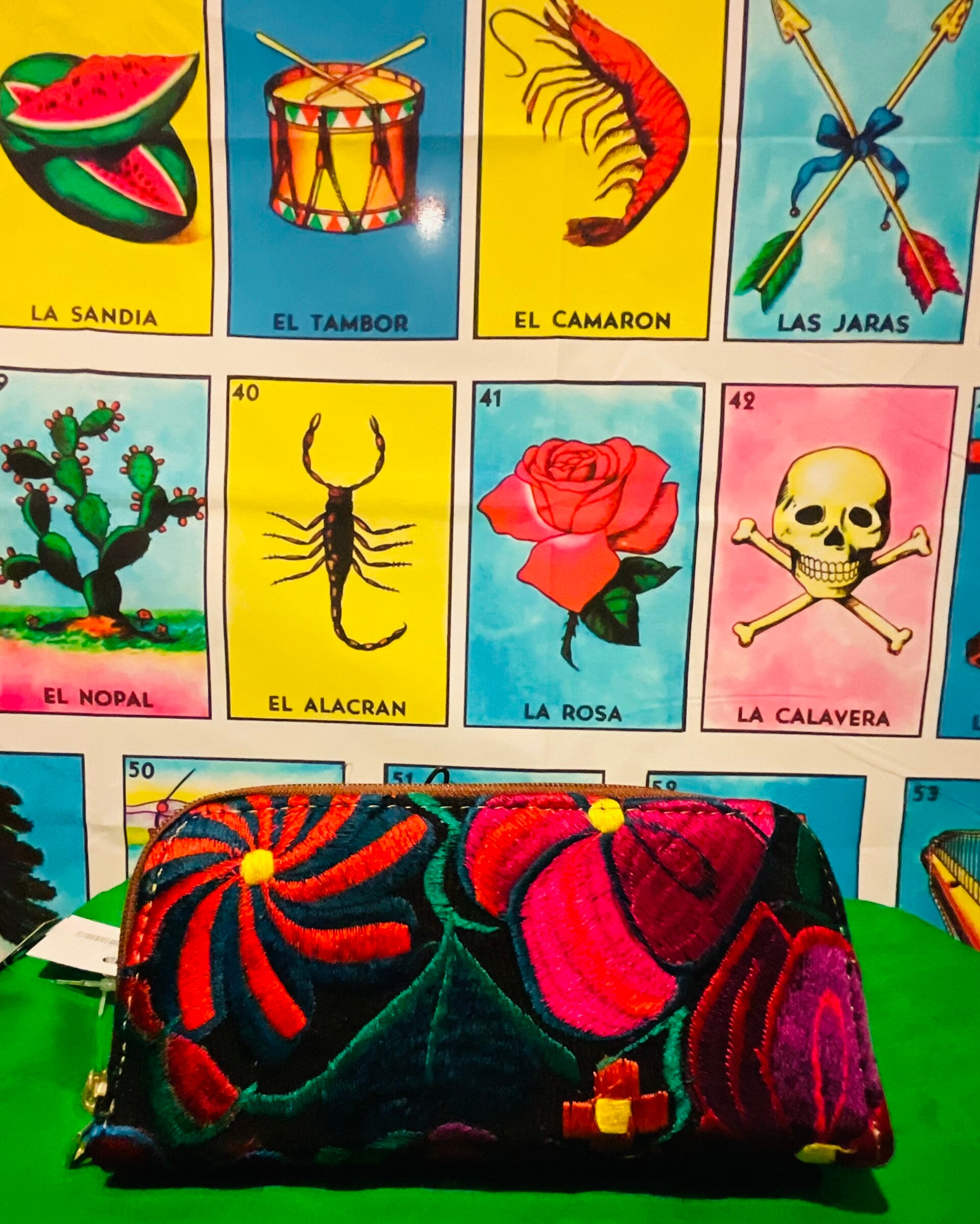 Wallet - Leather/Flowers/Black Color