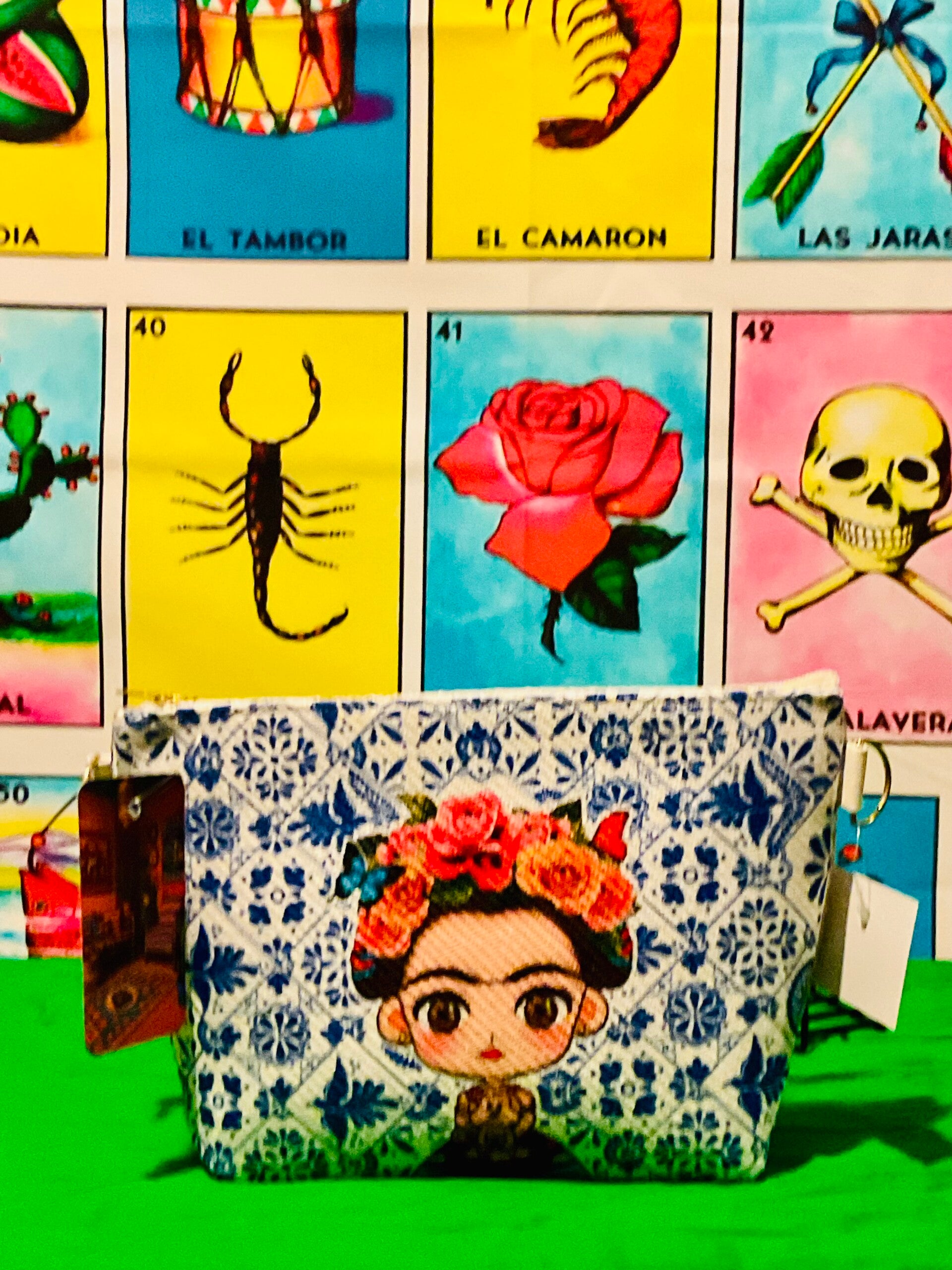 Yute Frida 3 in 1 Makeup Bag - Blue and white