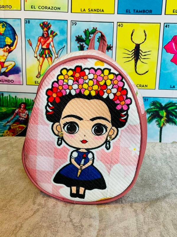 Small Frida Backpack- Yute/Dark Dress/Flowers