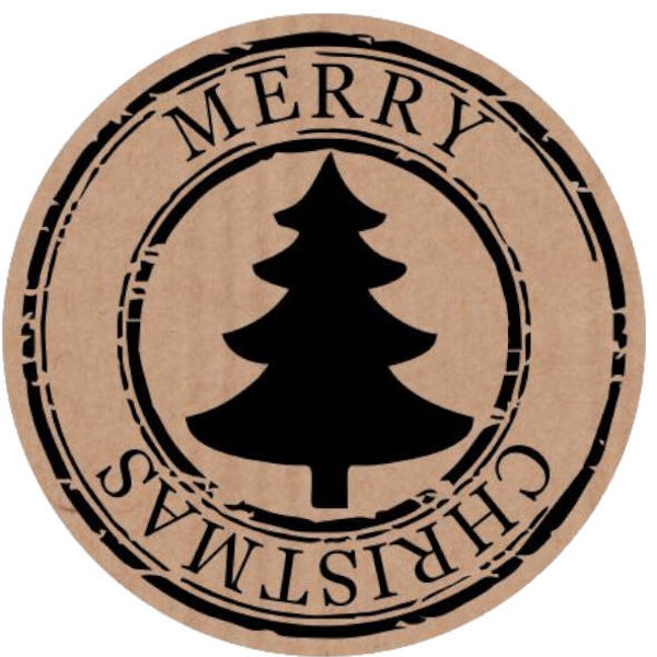 Kerst wensetiket 549505-510 merry christmas - rol 500st