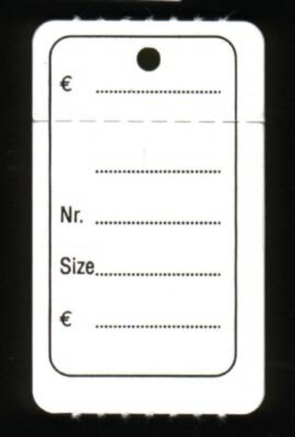 513510AKTIE textiel-hangetiket op rol 30x50 bedrukt - perfo - rl 1000st - per doos (5 x € 7,50)