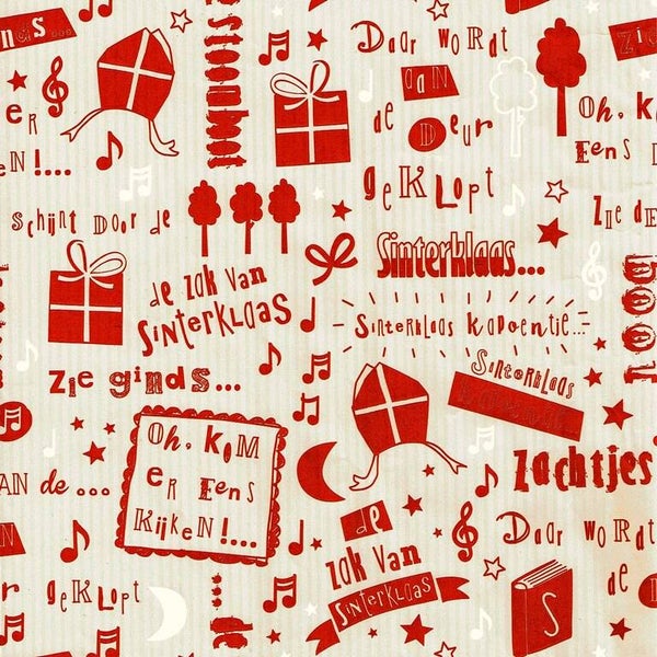 Sint kadopapier kraft rol 125mtr - dessin 6208 - (ook in zak leverbaar)