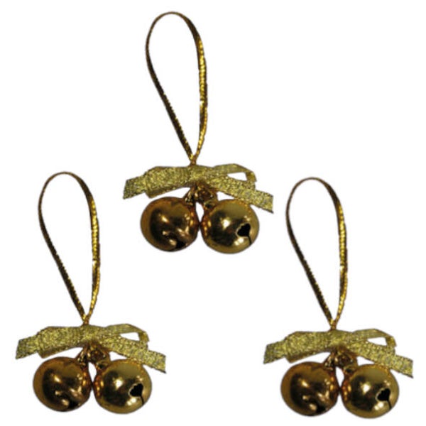 Kerst corsage bel met strik goud 1cm - 870024K051 - ds 100st