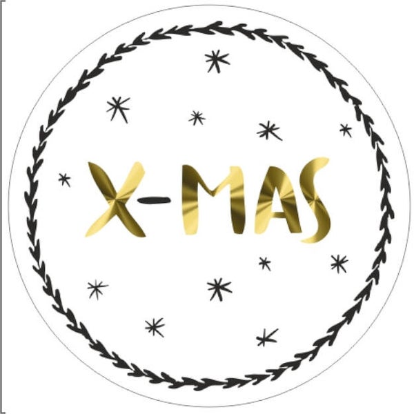 Kerst wensetiket X-mas - 549505-738 - rol 500st