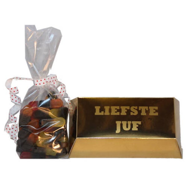 Goudstaaf groot met opdruk jij bent liefste juf - per pak (10x €1,50)