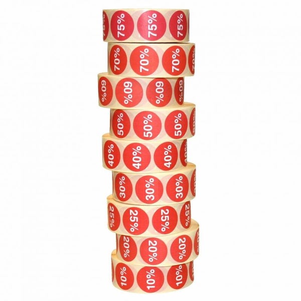 Etiket ∅25mm permanent  rood/wit 50% - rol 1000st