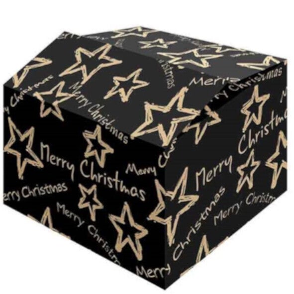 Pakketdoos Stars zwart 590x390x200 - pak 15st (va 2,70 p/st)