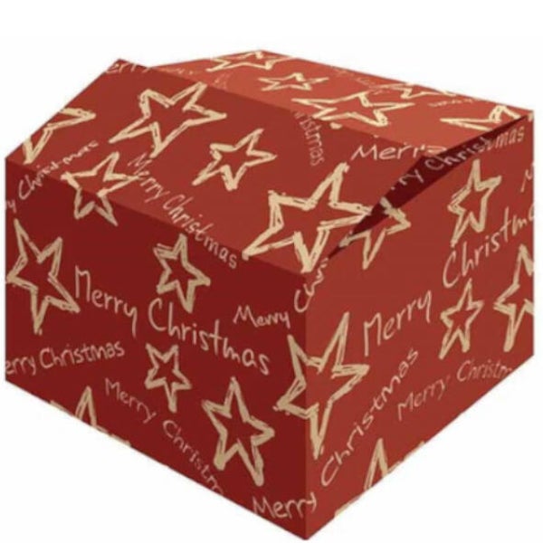 Pakketdoos Stars rood 310x200x140 - pak 15 ( va € 1,24 p/st)