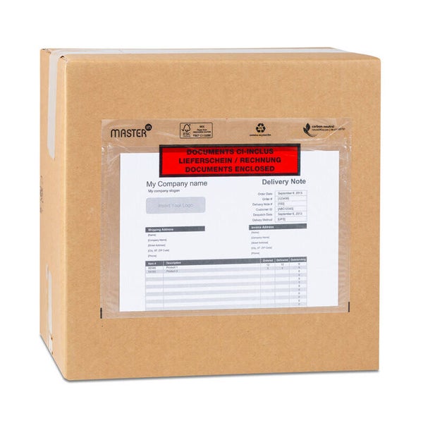 575342 Paklijst envelop LD bedrukt recycled LDPE 230mm x 113mm  - doos 1000st