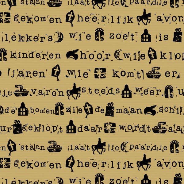 Sint inpakpapier S491493-4 - sint stempel zwart - rol 125mtr