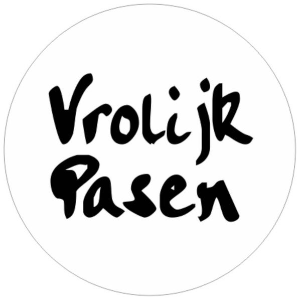 Wensetiket pasen -  Vrolijk Pasen Z/W - rol 500st