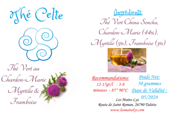 Thé Celte, Thé Vert Chardon Marie, Myrtilles et Framboises