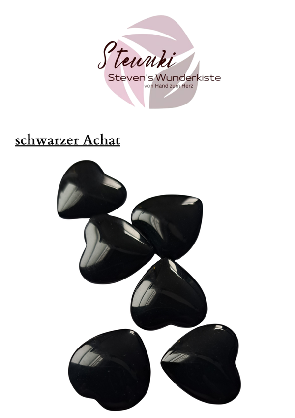 Kraftstein-Taschenschmeichler kleine herzen Schwarzer Achat