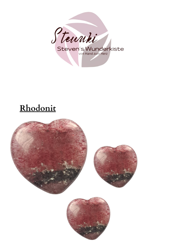 Kraftstein-Taschenschmeichler kleine herzen Rhodonit
