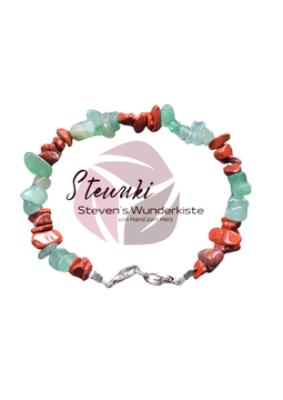 grüner Aventurin und roter Jaspis Handgefertigte Armbänder bei Stewuki.de