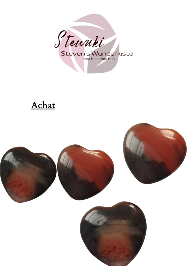 Kraftstein-Taschenschmeichler kleine herzen Achat