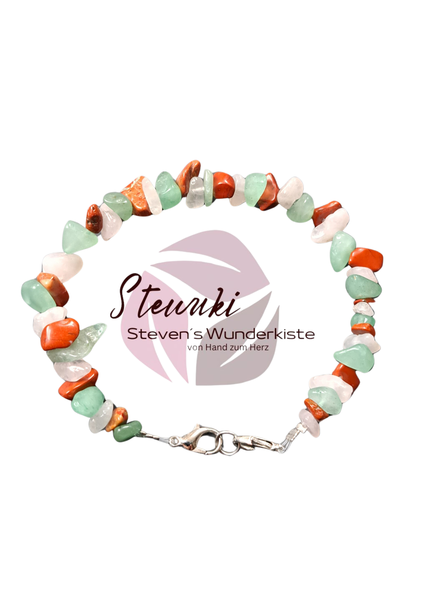 Harmonie in Edelsteinen: Handgefertigte Armbänder aus Rotem Jaspis, Grünem Aventurin und Rosenquarz