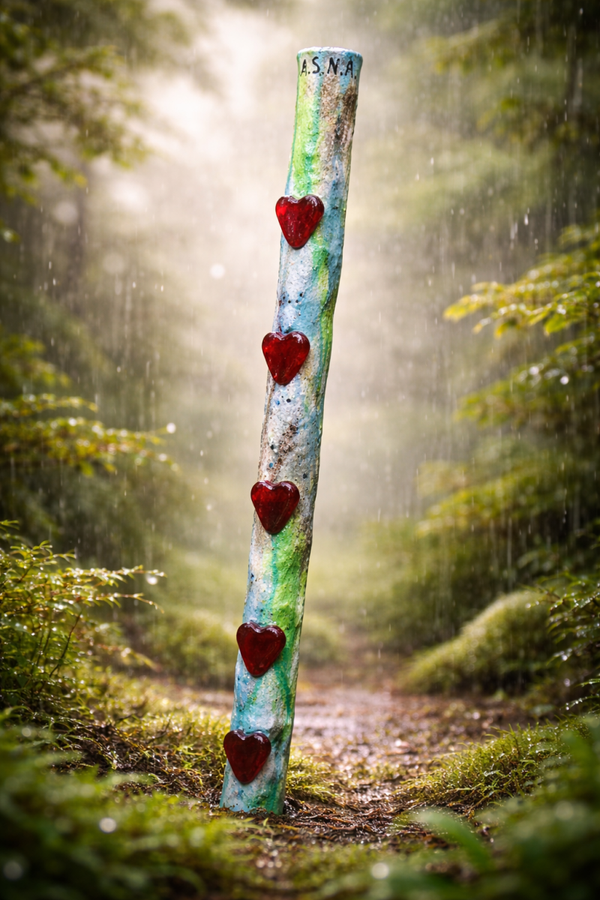 Regenmacher – Filigranes Langformat-Klangkunstobjekt mit Herzmotiven (Unikat)