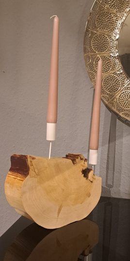 Holzscheibe/ Olivenbaumscheibe natürlicher Kerzenständer bei Stewuki.de