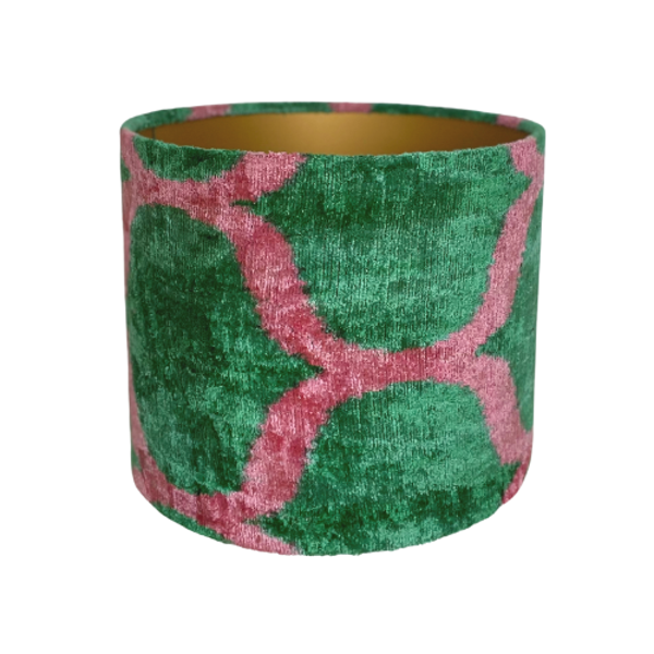 Lampenkap - Ikat velvet groen/roze - ø 30 cm
