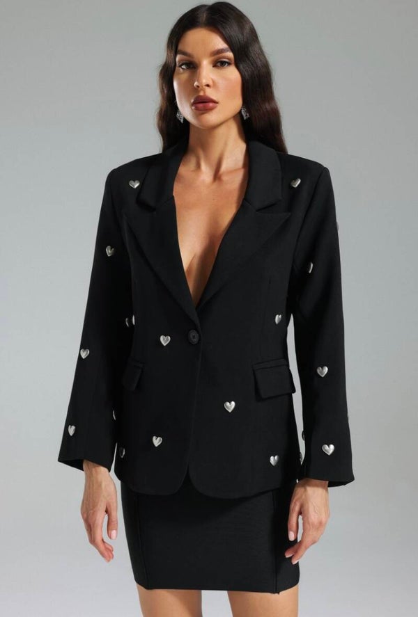 Ensemble blazer jupe à perles cœurs