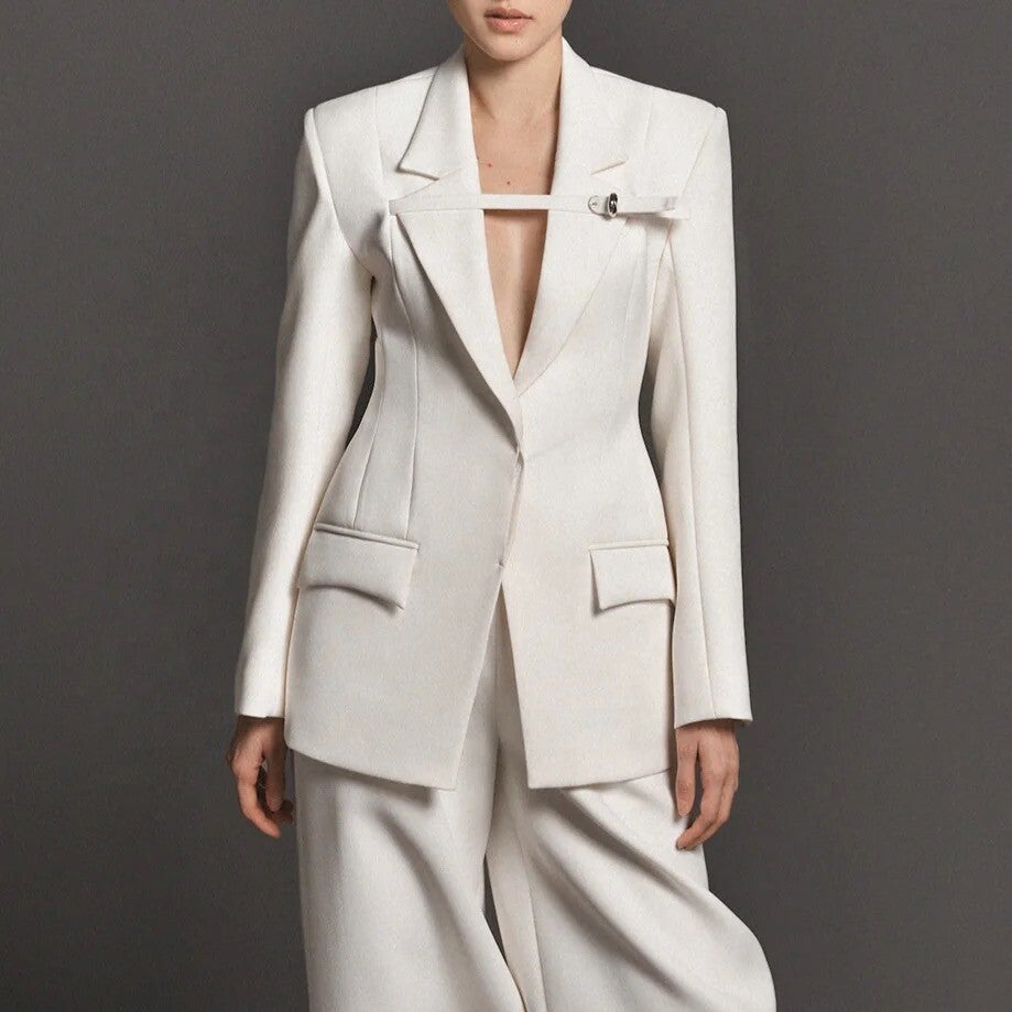 Blazer à manches longues, col cranté