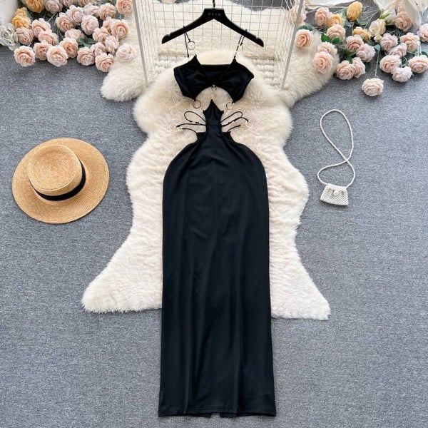 Robe fourreau à lacets noir