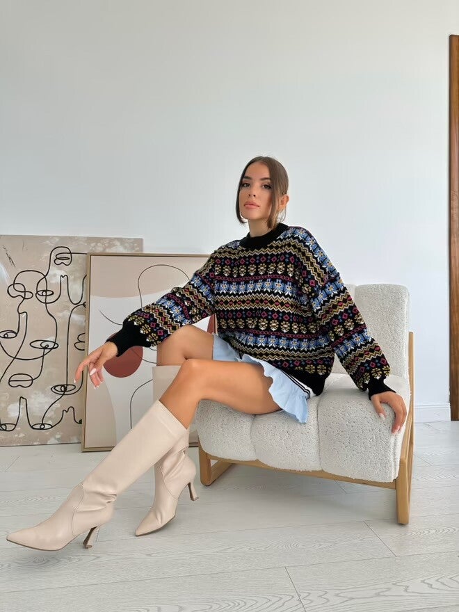 Pull en maille à motifs colorés