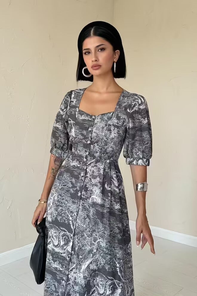 Robe sweetheart boutonnée sur le devant