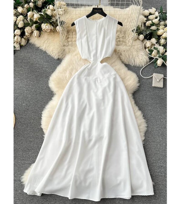 Robe de soirée mi-longue blanche, sexy