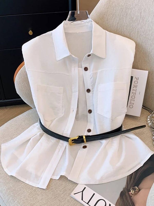 Chemise sans manche à boutonnage simple