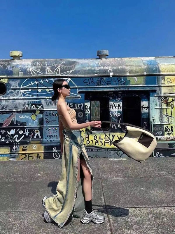 Jupe asymétrique en jean