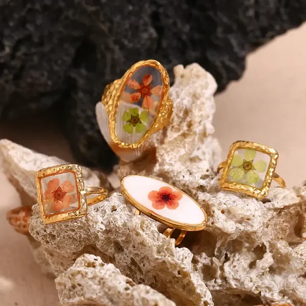 Bagues Plaqué Or Fleur