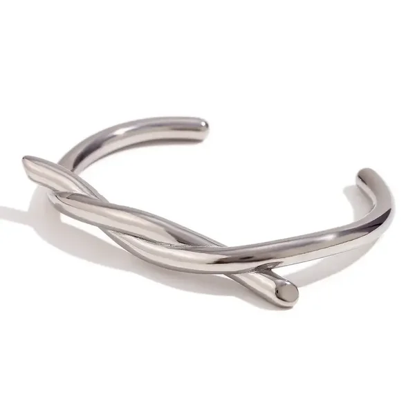 Bracelet manchette enroulé en fil d'acier inoxydable