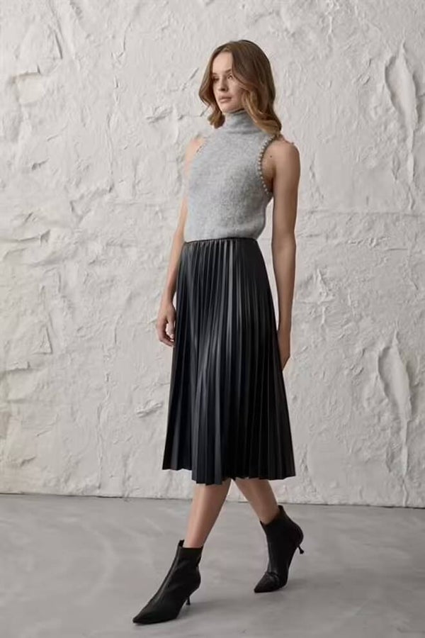 Jupe en cuire PU noir