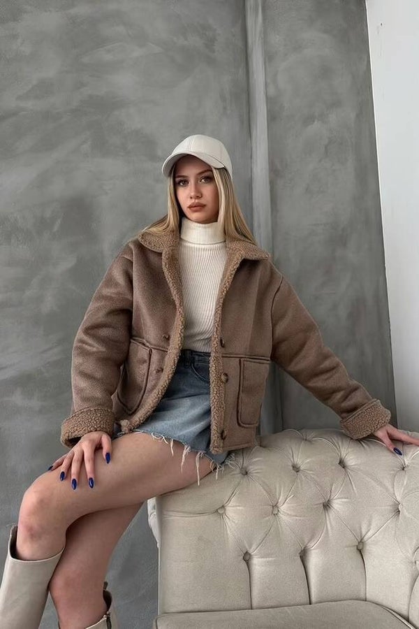 Veste en laine bouclée beige - Style cosy et tendance