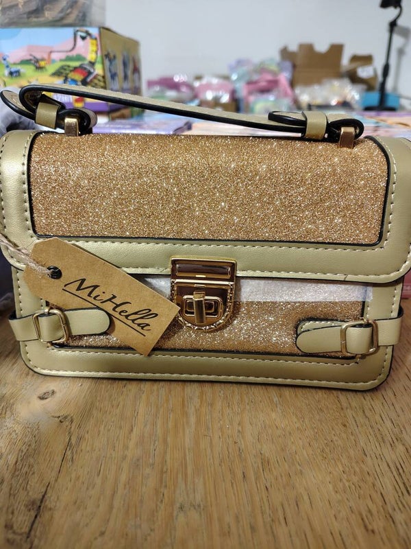 Gouden glitter tas