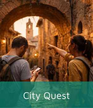 Centuries-old walking path through the forest of Volterra with red and white markings on the tree.