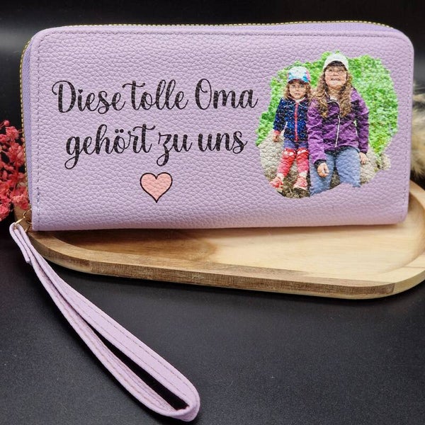 Personalisierte Damen Geldbörse mit Foto & Text | Geschenk für Oma & Mama