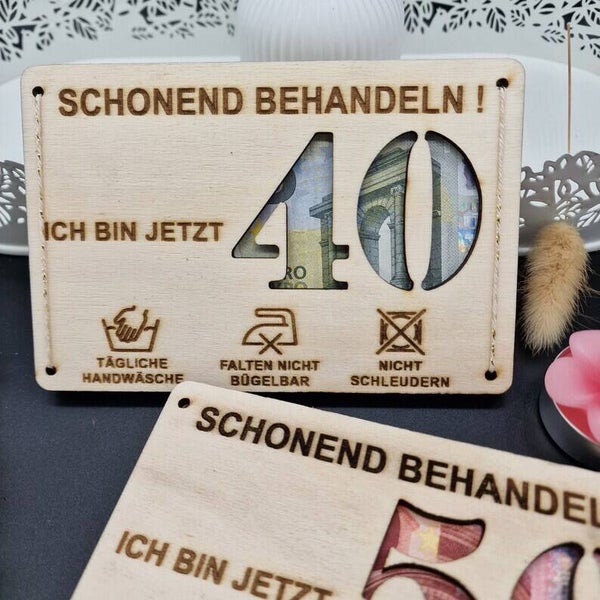 Geldgeschenk Karte / Karte für Geldgeschenke / Geldgeschenk Spruch Geburtstag / Holzkarten / Geburtstagskarte ausgefallen / Geburtstagskarte