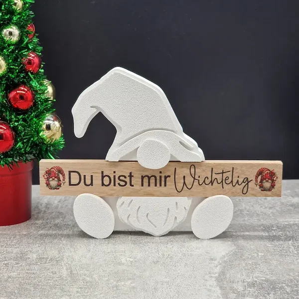 Wichtel Geschenk, Mitbringsel Weihnachten, du bist mir Wichtelig, Keramik Weihnachten , Raysin , Keraflott, Holzklötzchen bedruckt