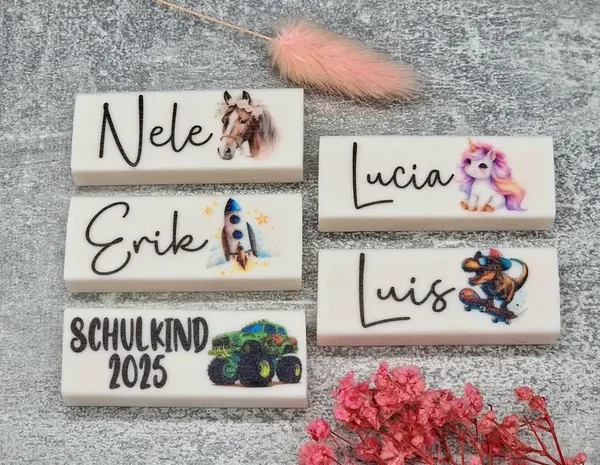 Radiergummi Personalisiert mit Namen/ Junge Mädchen/ Einschulung Geschenk/ Schulkind 2025/ Schultüte Kleinigkeit/ Bedruckt/ Kinder
